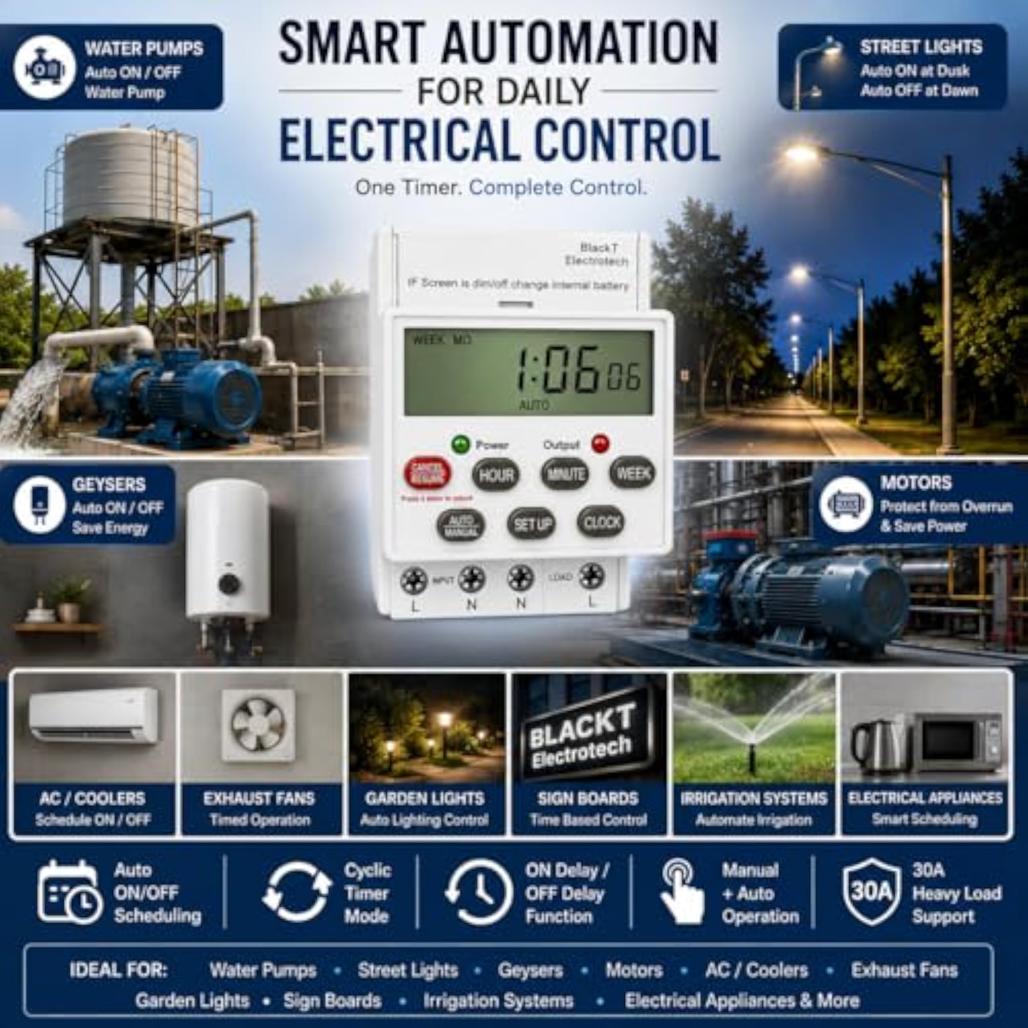 BT41D5 Digital Timer Switch 30A Programmable